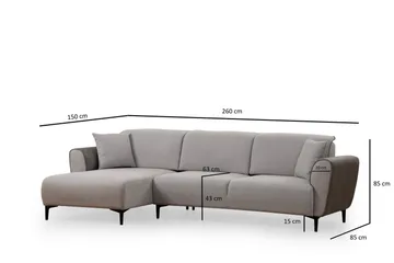 Rebelo Bäddsoffa med divan - Grå - Möbler - Soffa - Bäddsoffa - Hörnbäddsoffa