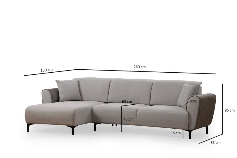 Rebelo Bäddsoffa med divan - Grå - Möbler - Soffa - Bäddsoffa - Hörnbäddsoffa