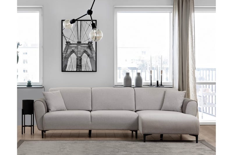 Rebelo Bäddsoffa med divan - Grå - Möbler - Soffa - Bäddsoffa - Hörnbäddsoffa