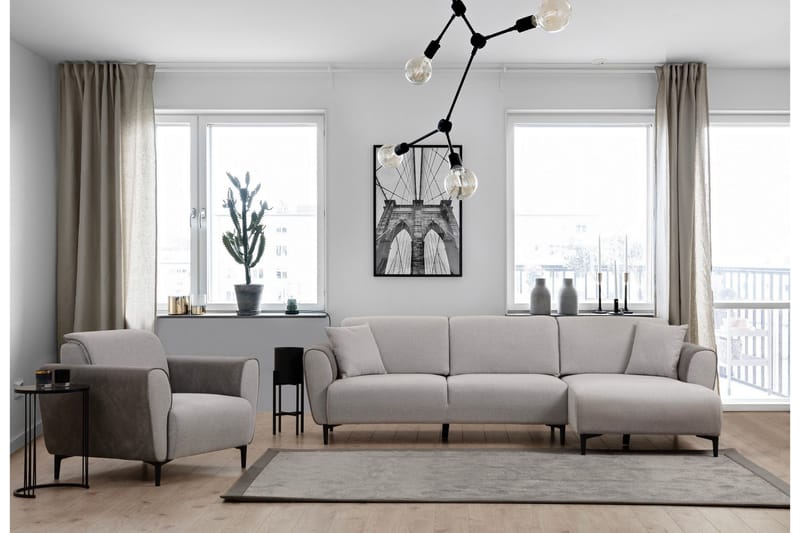 Rebelo Bäddsoffa med divan - Grå - Möbler - Soffa - Bäddsoffa - Hörnbäddsoffa