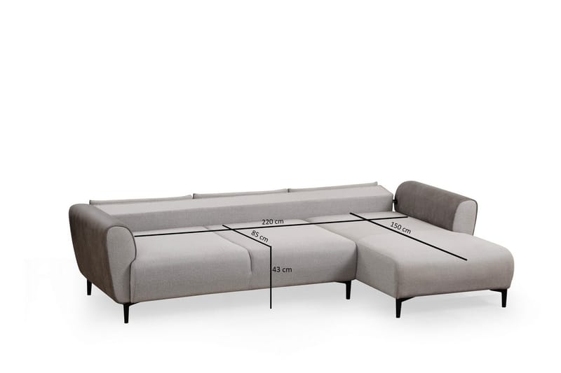 Rebelo Bäddsoffa med divan - Grå - Möbler - Soffa - Bäddsoffa - Hörnbäddsoffa