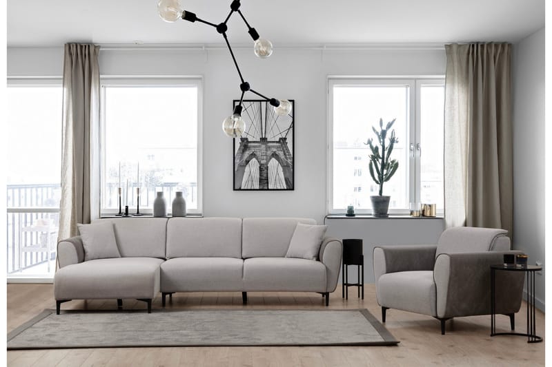 Rebelo Bäddsoffa med divan - Grå - Möbler - Soffa - Bäddsoffa - Hörnbäddsoffa
