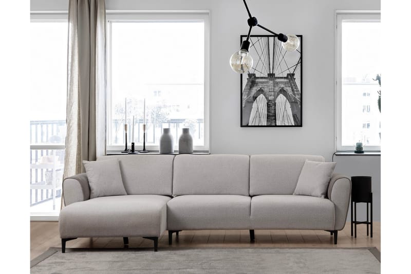 Rebelo Bäddsoffa med divan - Grå - Möbler - Soffa - Bäddsoffa - Hörnbäddsoffa