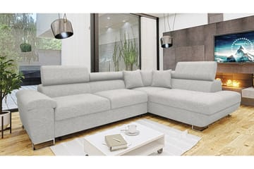 Reginia 3-sits Höger Hörnbäddsoffa 125x195 cm med Förvaring i Tyg - Grå - Möbler - Soffa - Bäddsoffa - Bäddsoffa längsbäddad