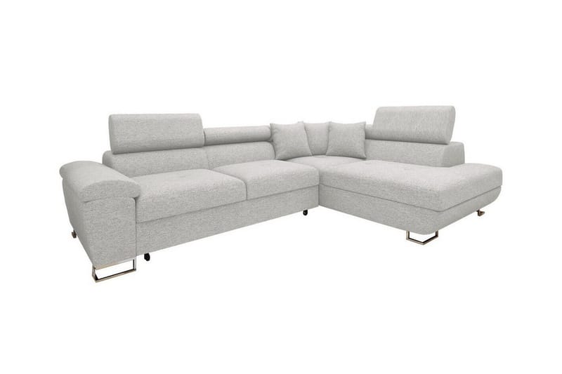 Reginia 3-sits Höger Hörnbäddsoffa 125x195 cm med Förvaring i Tyg, Grå
