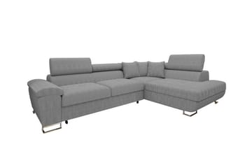 Reginia 3-sits Högervänd Hörnbäddsoffa med Förvaring i Tyg - Grå - Möbler - Soffa - Bäddsoffa - Bäddsoffa längsbäddad