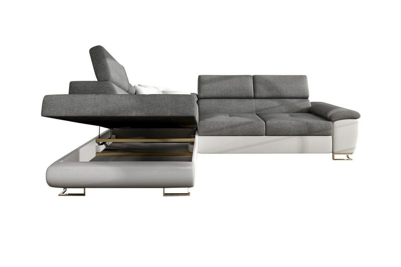Reginia 3-sits Hörnbäddsoffa 125x195 cm med Förvaring i Manchestertyg - Ljusbeige - Möbler - Soffa - Bäddsoffa - Bäddsoffa längsbäddad