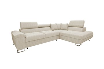 Reginia 3-sits Hörnbäddsoffa 125x195 cm med Förvaring i Manchestertyg - Ljusbeige - Möbler - Soffa - Bäddsoffa - Bäddsoffa längsbäddad