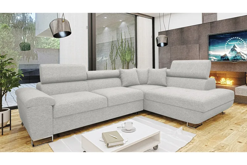 Reginia 3-sits Hörnbäddsoffa Ljusgrå - Möbler - Soffa - Bäddsoffa - Hörnbäddsoffa