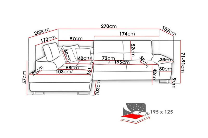 Reginia 3-sits Hörnbäddsoffa Ljusgrå - Möbler - Soffa - Bäddsoffa - Hörnbäddsoffa