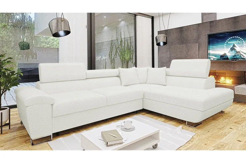 Reginia 3-sits Hörnbäddsoffa NO_BRAND White - Möbler - Soffa - Bäddsoffa - Hörnbäddsoffa
