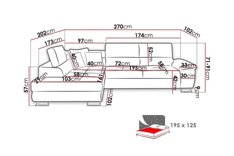 Reginia 3-sits Hörnbäddsoffa - Möbler - Soffa - Bäddsoffa - Hörnbäddsoffa