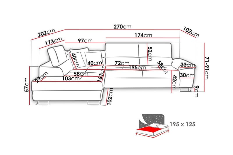 Reginia 3-sits Hörnbäddsoffa - Möbler - Soffa - Bäddsoffa - Hörnbäddsoffa
