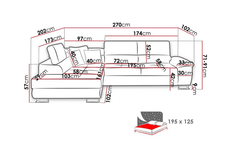 Reginia 3-sits Hörnbäddsoffa - Möbler - Soffa - Bäddsoffa - Hörnbäddsoffa