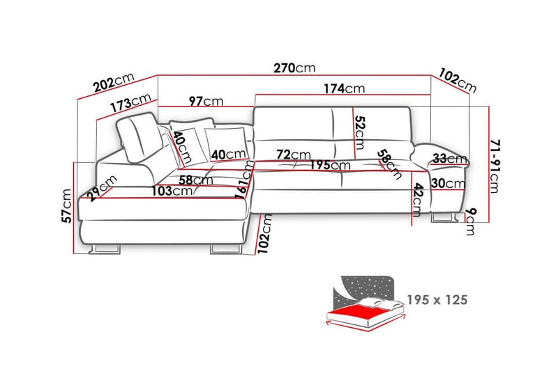 Reginia 3-sits Hörnbäddsoffa - Möbler - Soffa - Bäddsoffa - Hörnbäddsoffa