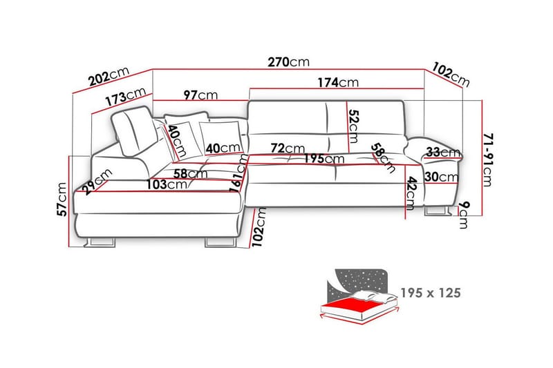 Reginia 3-sits Hörnbäddsoffa - Möbler - Soffa - Bäddsoffa - Hörnbäddsoffa
