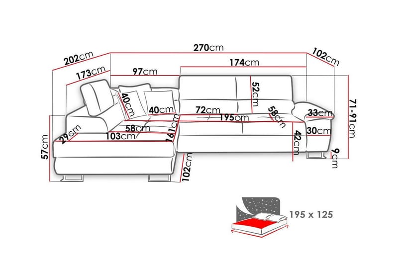 Reginia 3-sits Hörnbäddsoffa - Möbler - Soffa - Bäddsoffa - Hörnbäddsoffa