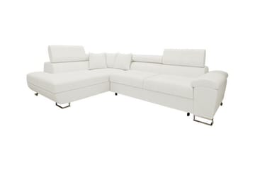 Reginia 3-sits Vänster Hörnbäddsoffa 125x195 cm med Förvaring i Boucle - Vit - Möbler - Soffa - Bäddsoffa - Bäddsoffa längsbäddad