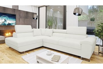 Reginia 3-sits Vänster Hörnbäddsoffa 125x195 cm med Förvaring i Boucle - Vit - Möbler - Soffa - Bäddsoffa - Bäddsoffa längsbäddad