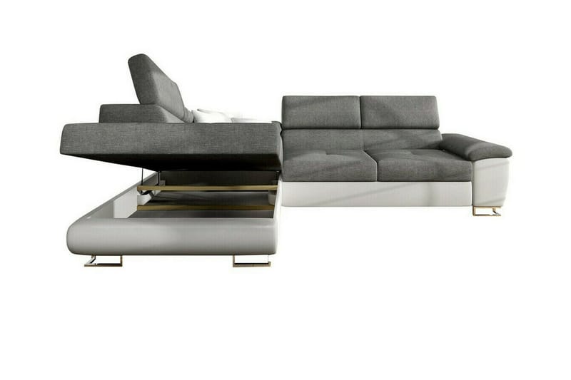 Reginia 3-sits Vänster Hörnbäddsoffa 125x195 cm med Förvaring i Tyg - Ljusgrå - Möbler - Soffa - Bäddsoffa - Bäddsoffa längsbäddad
