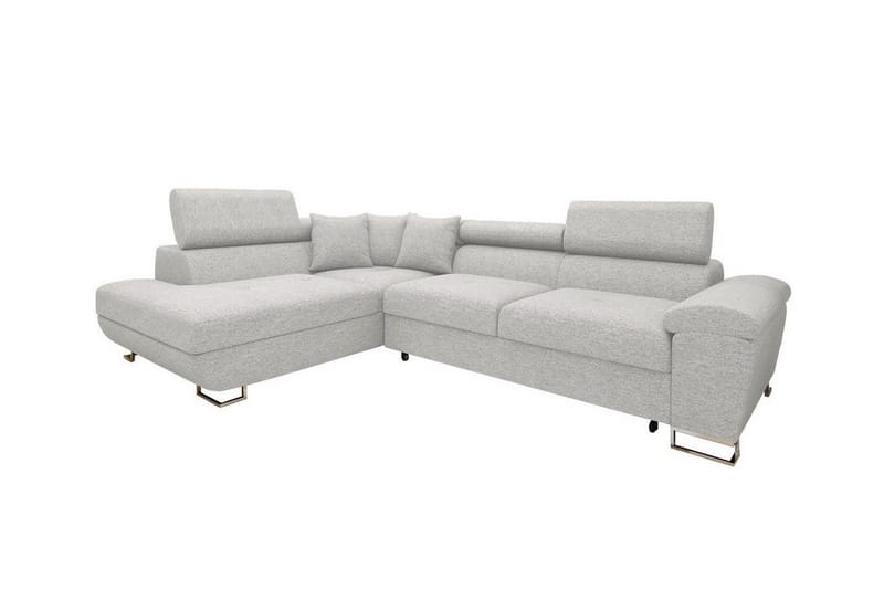 Reginia 3-sits Vänster Hörnbäddsoffa 125x195 cm med Förvaring i Tyg, Ljusgrå