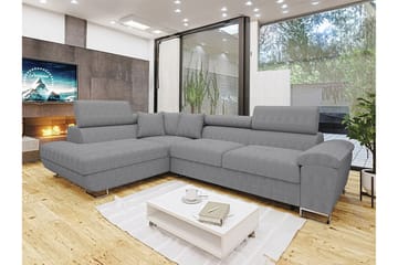 Reginia 3-sits Vänstervänd Hörnbäddsoffa 125x195 cm med Förvaring - Grå - Möbler - Soffa - Bäddsoffa - Bäddsoffa längsbäddad