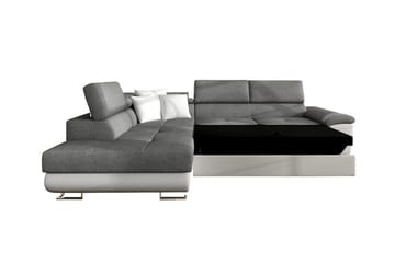 Reginia 3-sits Vänstervänd Hörnbäddsoffa 125x195 cm med Förvaring - Grå - Möbler - Soffa - Bäddsoffa - Bäddsoffa längsbäddad
