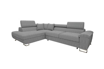 Reginia 3-sits Vänstervänd Hörnbäddsoffa 125x195 cm med Förvaring - Grå - Möbler - Soffa - Bäddsoffa - Bäddsoffa längsbäddad