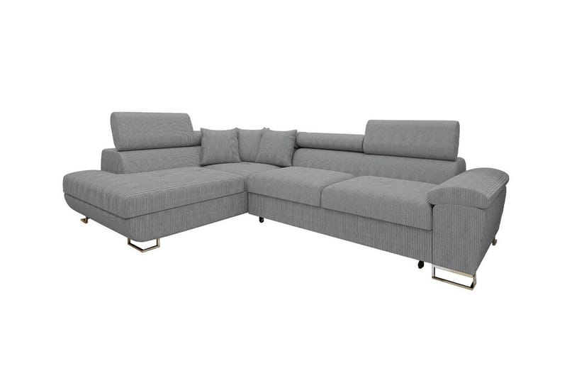 Reginia 3-sits Vänstervänd Hörnbäddsoffa 125x195 cm med Förvaring, Grå