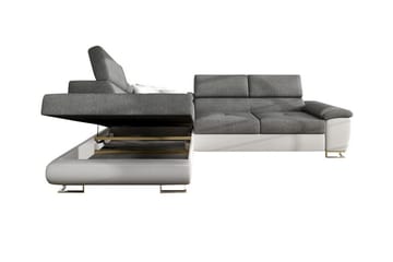 Reginia 3-sits Vänstervänd Hörnbäddsoffa 125x195 cm med Förvaring - Krämvit - Möbler - Soffa - Bäddsoffa - Bäddsoffa längsbäddad