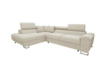 Reginia 3-sits Vänstervänd Hörnbäddsoffa 125x195 cm med Förvaring - Krämvit - Möbler - Soffa - Bäddsoffa - Bäddsoffa längsbäddad
