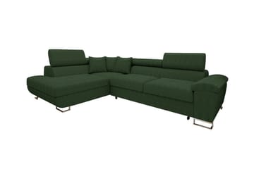 Reginia 3-sits Vänstervänd L-formad Hörnbäddsoffa med Förvaring i Tyg - Grön - Möbler - Soffa - Bäddsoffa - Bäddsoffa längsbäddad