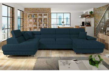 Reginia 4-sits Hörnbäddsoffa 125x270 cm med Förvaring i Manchestertyg - Blå - Möbler - Soffa - Bäddsoffa - Bäddsoffa divan