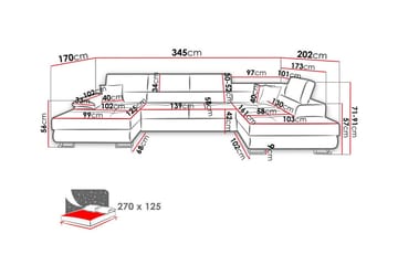 Reginia 4-sits Hörnbäddsoffa 125x270 cm med Förvaring i Manchestertyg - Blå - Möbler - Soffa - Bäddsoffa - Bäddsoffa divan
