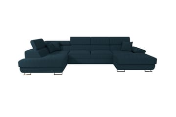 Reginia 4-sits Hörnbäddsoffa 125x270 cm med Förvaring i Manchestertyg - Blå - Möbler - Soffa - Bäddsoffa - Bäddsoffa divan