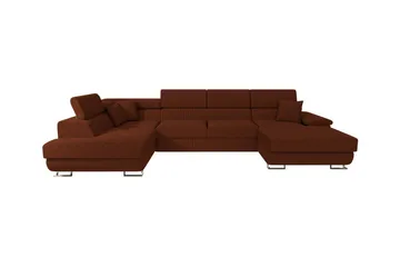 Reginia 4-sits Hörnbäddsoffa 125x270 cm med Förvaring i Manchestertyg - Brun - Möbler - Soffa - Bäddsoffa - Bäddsoffa divan