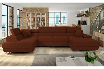 Reginia 4-sits Hörnbäddsoffa 125x270 cm med Förvaring i Manchestertyg - Brun - Möbler - Soffa - Bäddsoffa - Bäddsoffa divan