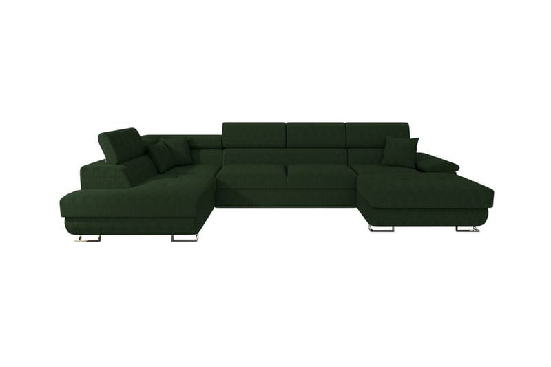 Reginia 4-sits Hörnbäddsoffa 125x270 cm med Förvaring i Manchestertyg, Flaskgrön