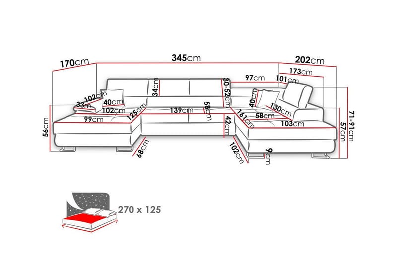 Reginia 4-sits Hörnbäddsoffa 125x270 cm med Förvaring i Manchestertyg - Flaskgrön - Möbler - Soffa - Bäddsoffa - Bäddsoffa divan