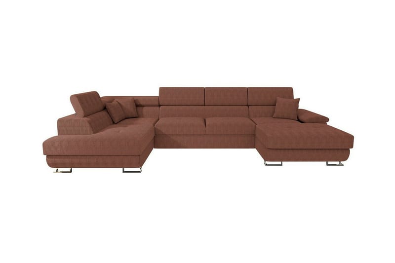Reginia 4-sits Hörnbäddsoffa 125x270 cm med Förvaring i Manchestertyg, Terrakotta