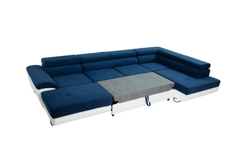 Reginia 4-sits Hörnbäddsoffa 125x270 cm med Lift up  Förvaring i Manchestertyg - Marinblå - Möbler - Soffa - Bäddsoffa - Bäddsoffa divan