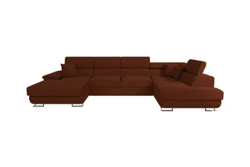 Reginia 4-sits Hörnbäddsoffa 125x270 cm med Liftup Förvaring i Manchestertyg - Brun - Möbler - Soffa - Bäddsoffa - Bäddsoffa divan
