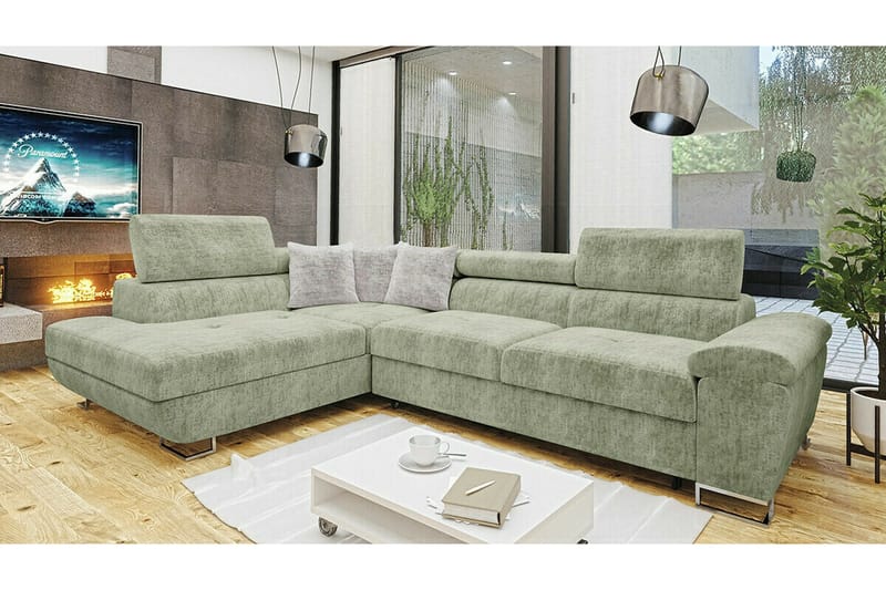 Reginia 4-sits Hörnbäddsoffa NO_BRAND Light green - Möbler - Soffa - Bäddsoffa - Hörnbäddsoffa