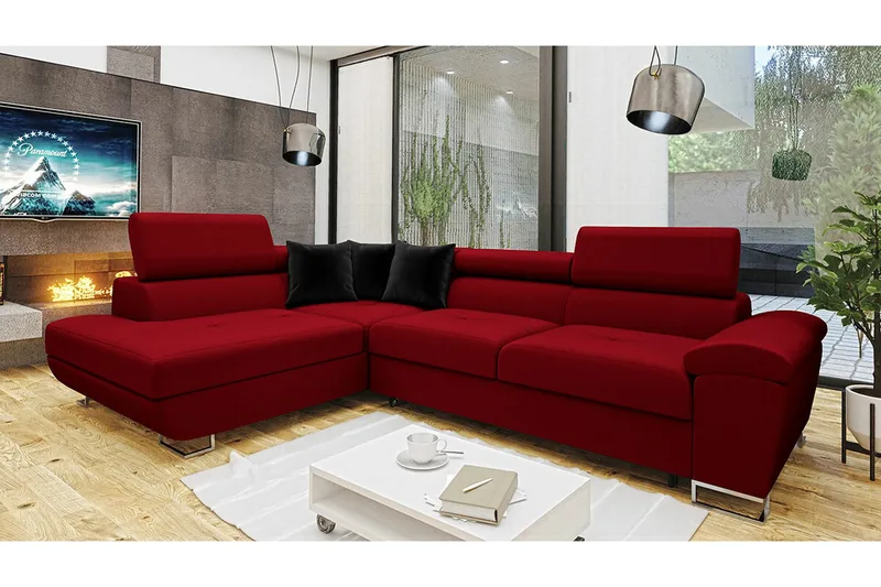 Reginia 4-sits Hörnbäddsoffa NO_BRAND Red - Möbler - Soffa - Bäddsoffa - Hörnbäddsoffa
