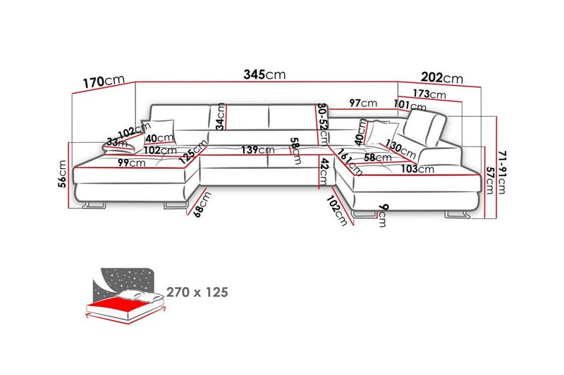 Reginia 4-sits Hörnbäddsoffa - Möbler - Soffa - Bäddsoffa - Hörnbäddsoffa
