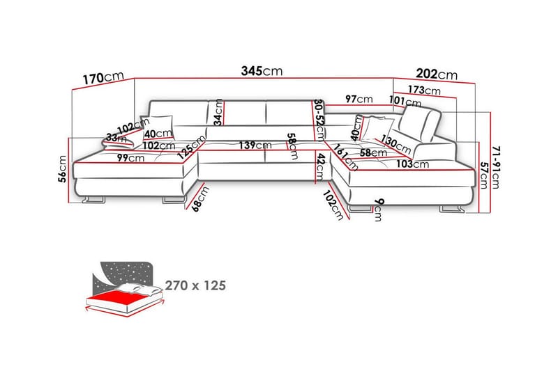 Reginia 4-sits Hörnbäddsoffa - Möbler - Soffa - Bäddsoffa - Bäddsoffa divan