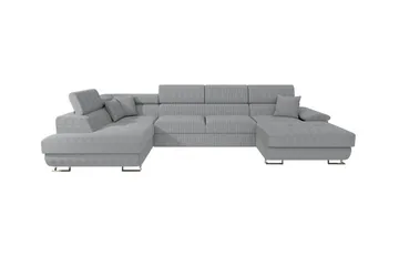 Reginia 4-sits U-formad Hörnbäddsoffa med Förvaring i Tyg - Grå - Möbler - Soffa - Bäddsoffa - Bäddsoffa divan