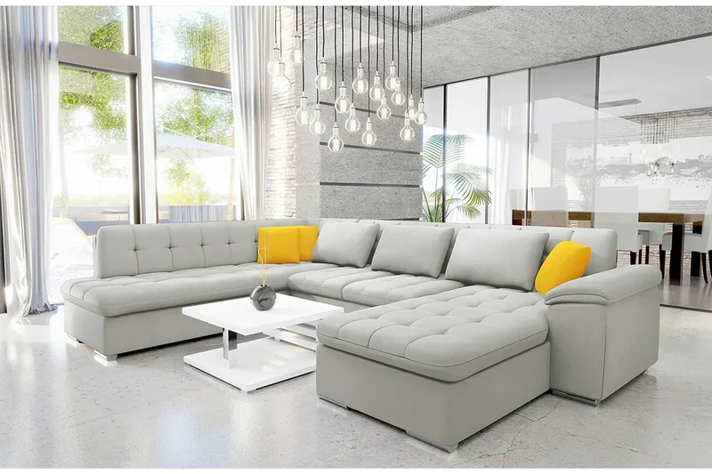 Sakri 5-sits Hörnbäddsoffa Ljusgrå - Möbler - Soffa - Bäddsoffa - Hörnbäddsoffa