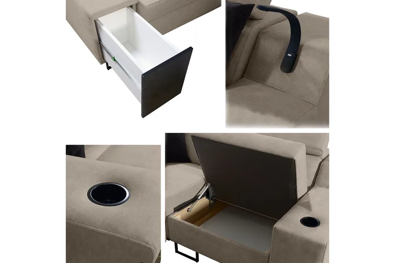 Seginus Hörnbäddsoffa 4-sits 210x127 - Rosa - Möbler - Soffa - Bäddsoffa - Hörnbäddsoffa