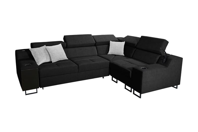 Seginus Hörnbäddsoffa 4-sits 210x127 - Svart - Möbler - Soffa - Bäddsoffa - Hörnbäddsoffa